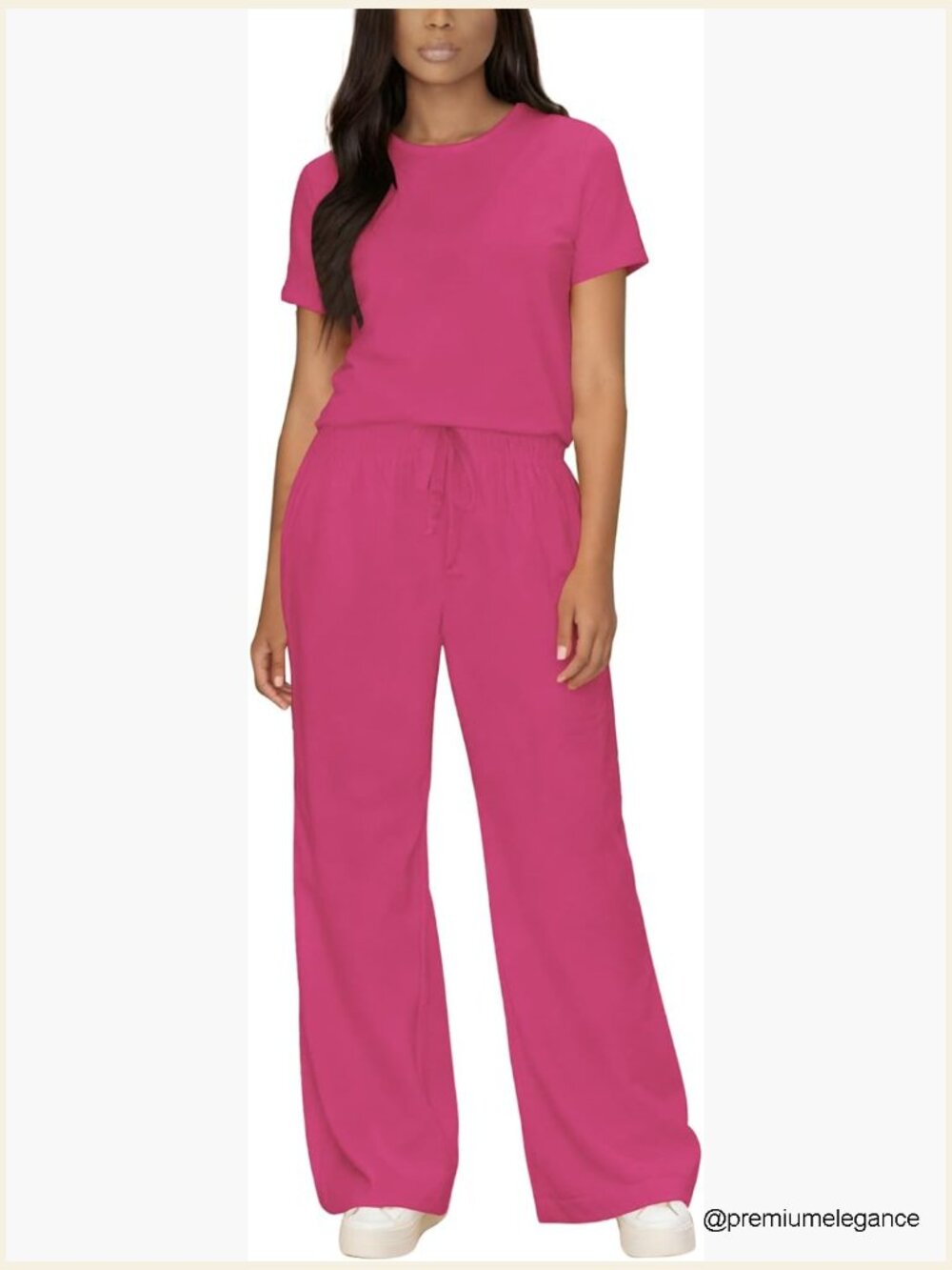Women 2 Piece Matching Lounge Set Short Sleeve Top Wide Leg Pants Sweatsuit